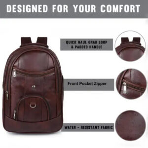 Nia Trends- BROWN VEGAN LEATHER BACKPACK